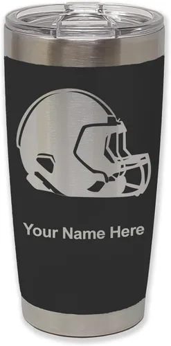 Miniatura 33 de LaserGram Vaso aislado al vacío de 20 onzas, casco de fútbol, grabado personalizado incluido (morado claro)