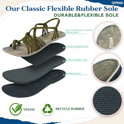 Miniatura 2 de Capana Sandalias planas tejidas para mujer, sandalias trenzadas con tiras, sandalias de playa para mujer, sandalias bohemias de cuerda, zapatos