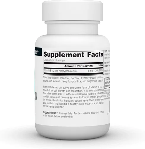 Miniatura 3 de Source Naturals Metilcobalamina Vitamina B-12 - Sabor a Cereza -5mg - 30 Pastillas