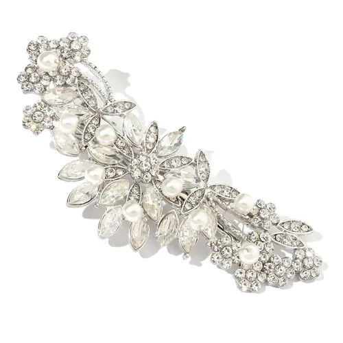Miniatura 10 de Hapibuy - Peineta de boda con cristales, peine de novia con perlas, tocado de boda en oro, accesorio para el cabello para usar en fiestas