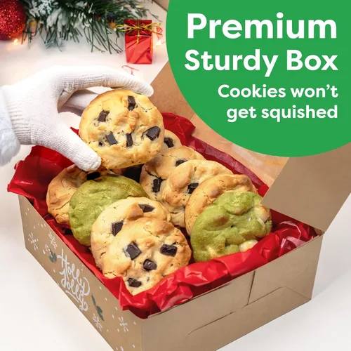 Miniatura 4 de Cajas de galletas navideñas para regalar, 12 latas de galletas navideñas de papel kraft con tapas, cajas resistentes de Navidad, latas de Navidad