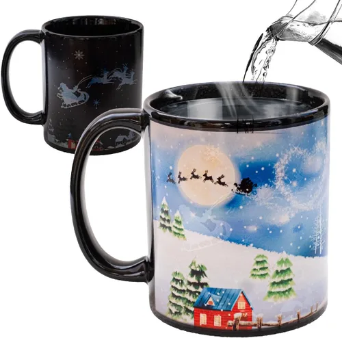 Miniatura 8 de Taza de cerámica con diseño de muñeco de nieve que cambia de color, taza de café mágica de 12 onzas, novedad para regalos divertidos de Navidad