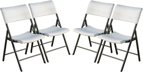 Miniatura 7 de LIFETIME 80191 Silla plegable comercial ligera, granito blanco con marco gris, paquete de 4