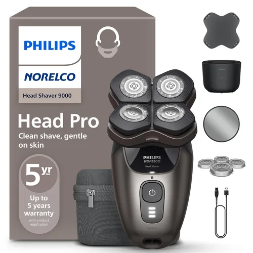 Philips Norelco Head Shaver Pro 9000 Series - Afeitadora de calavera para hombres y mujeres, cabezal flexible de 360° y cuchillas ComfortCut para un
