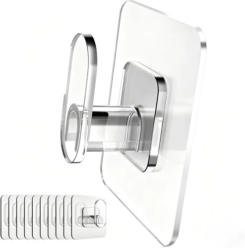 Miniatura 15 de DELITON Paquete de 4 ganchos adhesivos para toallas - Blancos, ganchos autoadhesivos resistentes para pegar en la pared, para colgar batas, abrigos