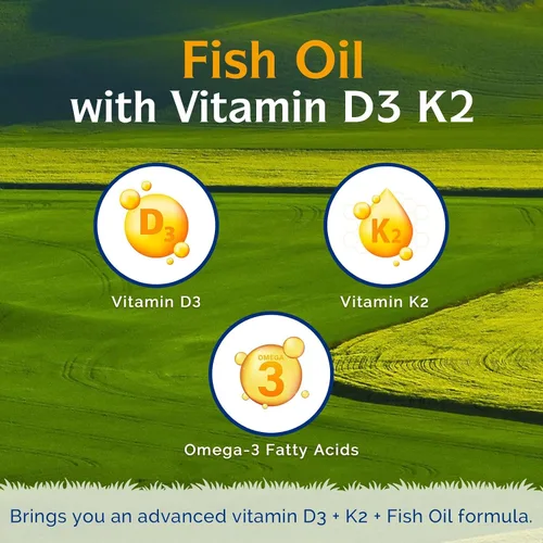 Miniatura 3 de Innate Vitality Suplemento de aceite de pescado Omega 3, 2000 mg de aceite de pescado por porción, EPA 600 mg + DHA 400 mg con vitaminas D3 K2
