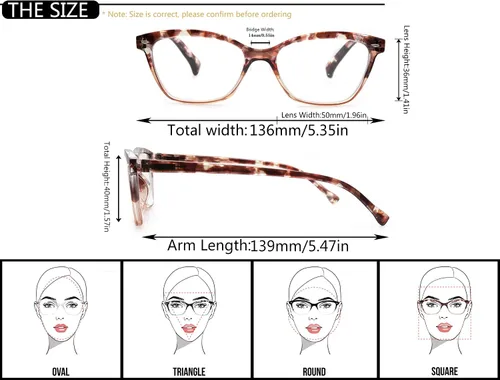 Miniatura 3 de Gafas de lectura para mujer + 1.75 elegantes anteojos con aumento para mujer, paquete de 4 unidades, ligeros y cómodos (negro, marcos transparentes)