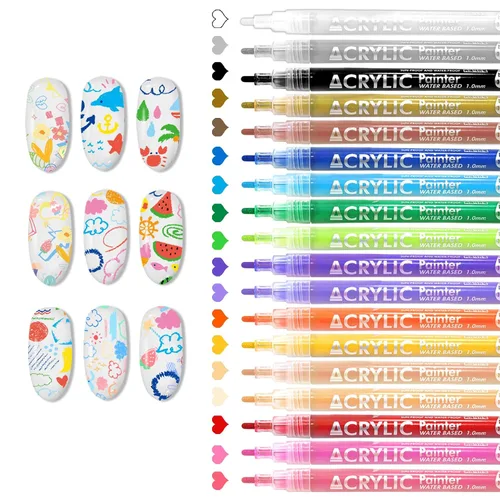 Miniatura 21 de IONSGAKO Juego de bolígrafos de arte de uñas de 12 colores, bolígrafos de esmalte de uñas, bolígrafo de dibujo de arte de uñas, secado rápido