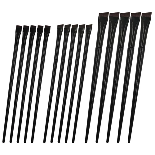 Juego de 15 pinceles para tinte de cejas y delineador en ángulo, precisión inclinada ultrafina para delineador, tinte de cejas y maquillaje, incluye