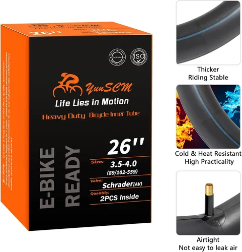 Miniatura 7 de 2-PCS 26 x 4.0 Regular/Heavy Duty E-Bike Tubes Schrader Valve 26x4.0 AV32MM 26x4 Fat Bicycle Tubes Compatible with 26X4 Electric Bike/MTB Bicycle