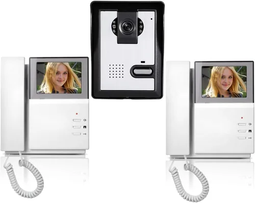 Miniatura 10 de Sistema de videoportero, monitor LCD transparente de 4.3 pulgadas, kit de timbre de video portero con cable, visión nocturna por infrarrojos, cámara