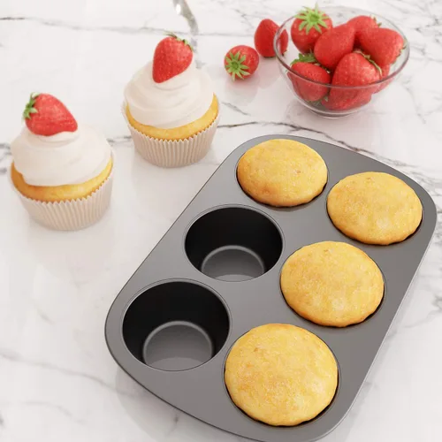 Miniatura 4 de Tiawudi Paquete de 3 Moldes Antiadherentes para Muffins, Molde de Acero al Carbono para Cupcakes, Fácil de Limpiar y Perfecto para Hacer Muffins