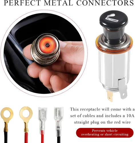 Miniatura 3 de Encendedor de Coche Yourkar, Enchufe de Encendedor de Cigarrillos DC 12V para Auto, Encendedor de Cigarrillos con Cable para la mayoría de Coches, 1