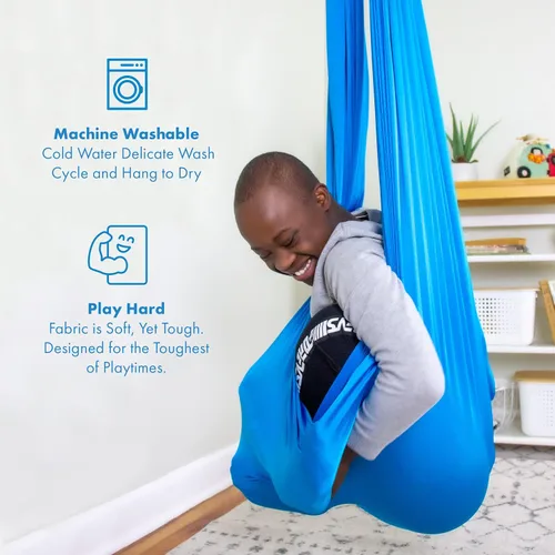 Miniatura 6 de Harkla Columpio sensorial para niños y adultos, soporta 300 libras, columpio sensorial para interiores y exteriores para un efecto calmante similar