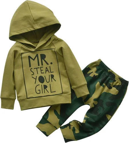 Miniatura 2 de Eghunooy Conjunto de ropa de manga larga con capucha y pantalones para bebé