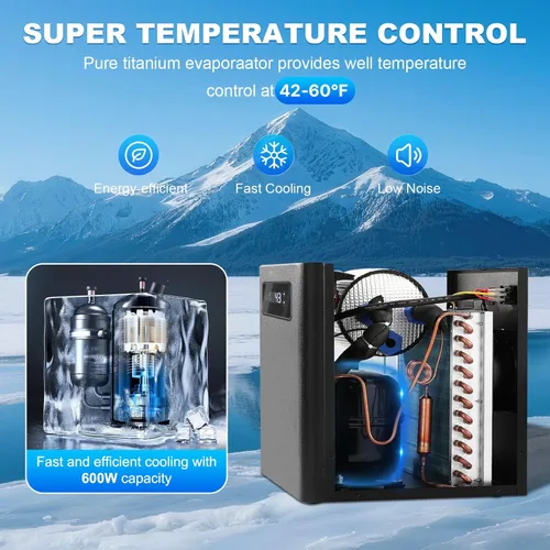 Miniatura 4 de Enfriador de agua para baño de hielo para bañeras frías, enfriador de inmersión en frío mejorado de 1/3 HP con bomba y filtro incorporados, bomba