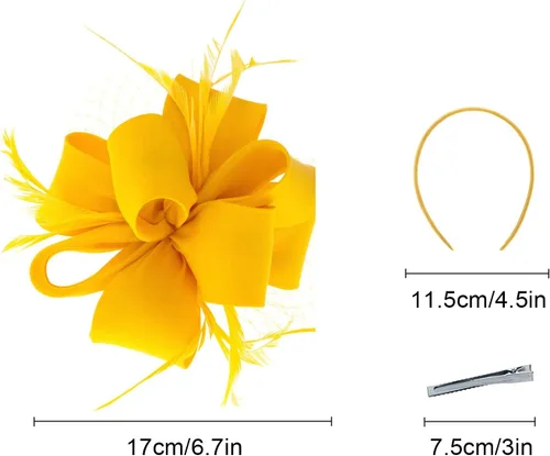 Miniatura 4 de Myjoyday Tocado para mujer, para fiesta de té, iglesia, cóctel, plumas, velo, diadema con clip para el cabello
