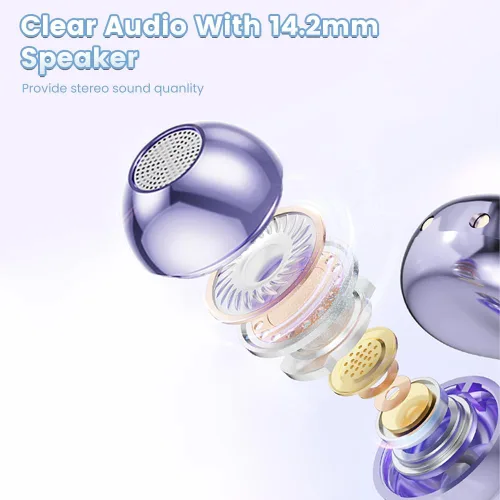 Miniatura 6 de Auriculares inalámbricos Bluetooth 5.4 con clip, con micrófono, reproducción de 60 horas, cancelación de ruido, impermeables, deportivos, cómodos