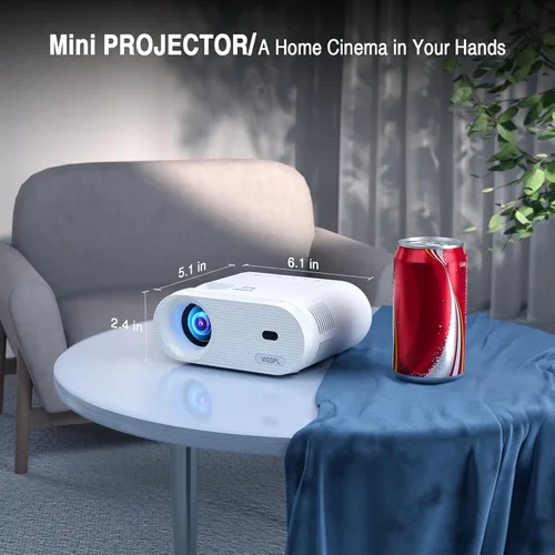 Miniatura 3 de Mini proyector, proyector de video VISSPL 1080P actualizado 2026, proyector portátil para exteriores con trípode, regalo para niños, proyector
