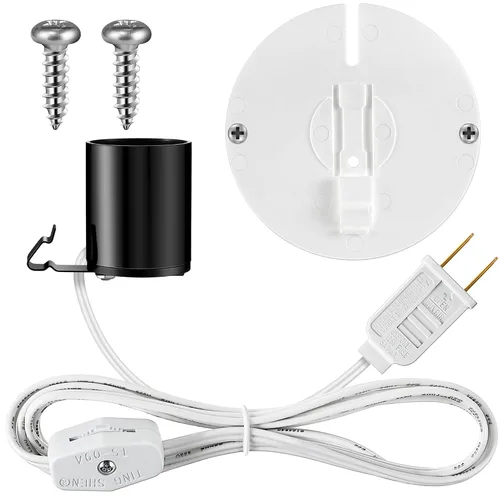 Meonum Kit de Luz de Repuesto para Molde Soplado, Kit de Cable de Luz Individual E27 E26 con Interruptor Fusible Enchufe, para Decoraciones de Casa