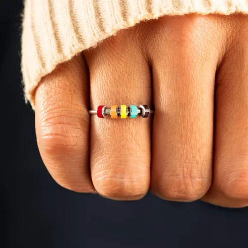 Miniatura 2 de STORYJEWELLERY Anillo giratorio, anillos de plata de ley 925 para la ansiedad para mujer, anillo giratorio, anillos de plata silenciosos