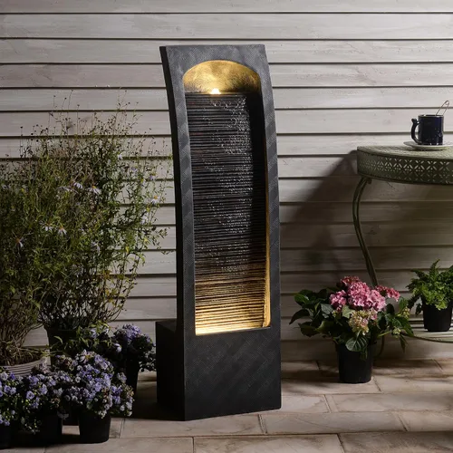 Miniatura 10 de Bumilgar Fuente de Agua para Patio de 53" de Alto - Las 4 Tinajas Decorativas Modernas en Cascada, Fuentes de Jardín y Cascadas con Luces Cálidas