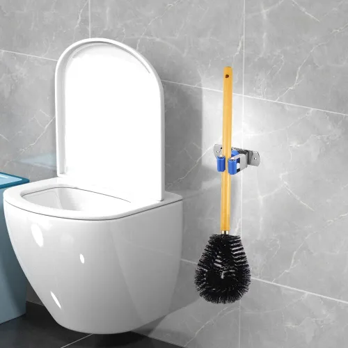 Miniatura 7 de Soporte para escobas de montaje en pared, soporte para trapeador montado en la pared, colgador de escoba de acero inoxidable, estante