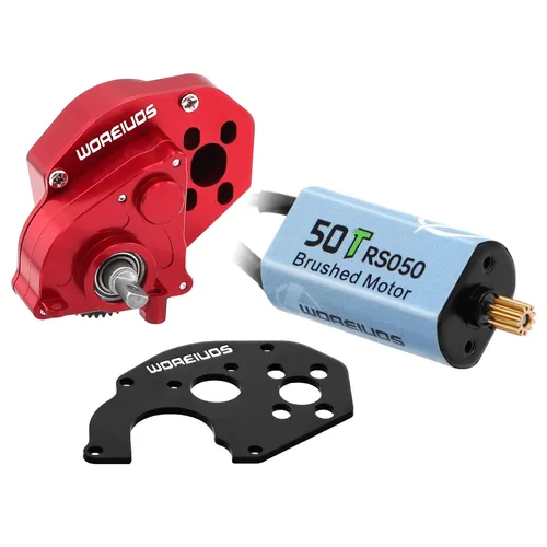 Miniatura 10 de Motor RC 050 50T Motor cepillado con caja de cambios de transmisión de aleación de aluminio para Axial SCX24 AXI00002 AXI00001 AXI90081 AXI00006 Azul