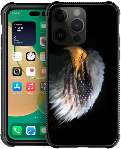 Miniatura 30 de ZHEGAILIAN Funda compatible con iPhone 14, funda de munición AK 47, parte trasera de vidrio templado+funda protectora de TPU de silicona suave