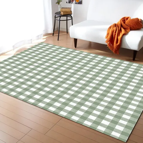 Miniatura 9 de Alfombra de área a cuadros naranja quemado para sala de estar/dormitorio, alfombra de área antideslizante de 2 x 3 pies, alfombra de área de lana