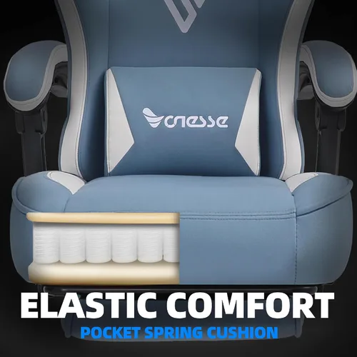 Miniatura 4 de Silla de juego Vonesse, silla de computadora de tela con colchón de muelles de bolsillo, silla de oficina con reposapiés y soporte lumbar de masaje
