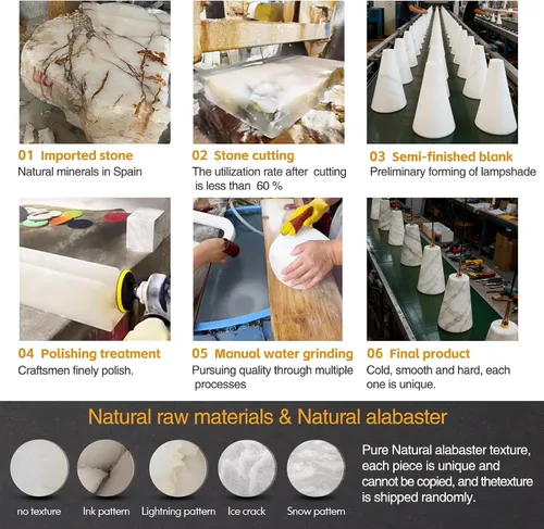 Miniatura 2 de Luces colgantes de alabastro natural, isla de cocina, pantalla cónica de mármol blanco, modernas lámparas de techo negras para mesa de comedor, sala