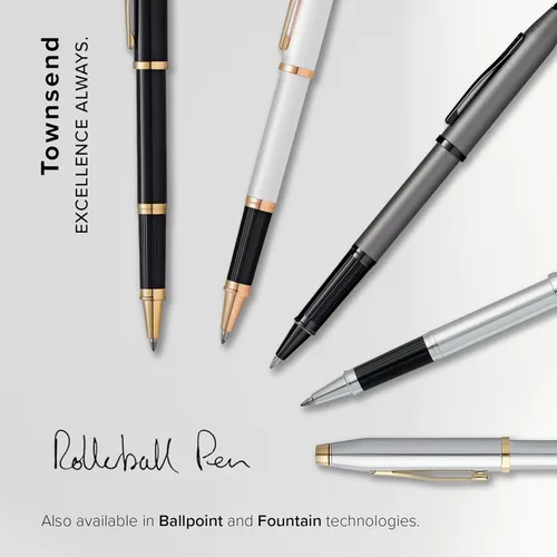 Miniatura 5 de Cross Townsend Bolígrafo Rollerball Recargable Presentado en una Caja de Regalo de Lujo - Punta Media, Tinta Negra, Negro y Dorado