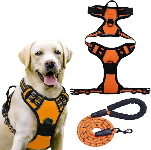 Miniatura 8 de Dog Harness, No Pull Large, Release on Neck, Front Back Clips Dog Vest Harness Reflective Adjustable Padded,for Outdoor Walking Training(L,Black)
