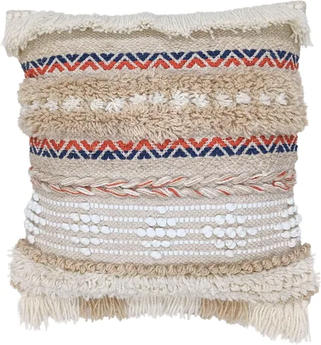 Miniatura 18 de Trade Star Funda de almohada Kilim de 100% algodón, estilo bohemio, copetudo, funda de almohada del suroeste, funda de cojín decorativa tejida a
