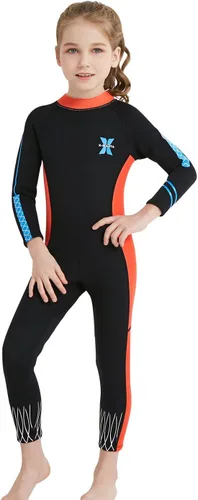 Miniatura 11 de DIVE & SAIL Traje de neopreno de 0.098 in para niños, manga larga, protección UV, traje de baño térmico