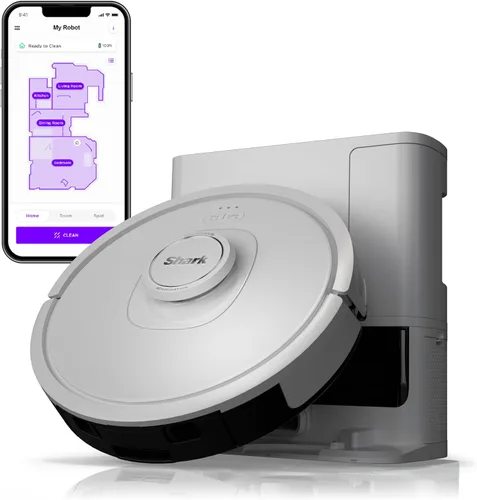 Robot aspirador Shark IQ con base autovaciante de 60 días de capacidad, limpieza multisuperficie, potente succión, recolección de pelo de mascotas,