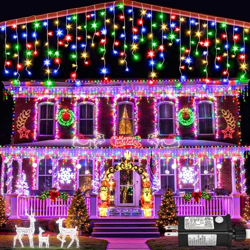 Luces de carámbano, luces de Navidad de 33 pies con 400 LED, 75 caídas, 8 modos, enchufable e impermeable, para festividades, boda, fiesta, hogar,