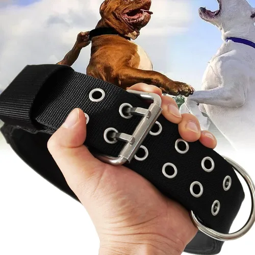 Miniatura 9 de Collar de perro grande resistente – 2 pulgadas de ancho con asa para perros de razas extra grandes, collar táctico de nailon a prueba de mordidas