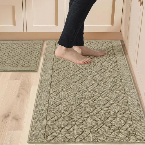 Miniatura 8 de COSY HOMEER Tapete de cocina antideslizantes, absorbentes para el piso, alfombra de cocina lavable, tapete de pie para fregadero, alfombra de Beige