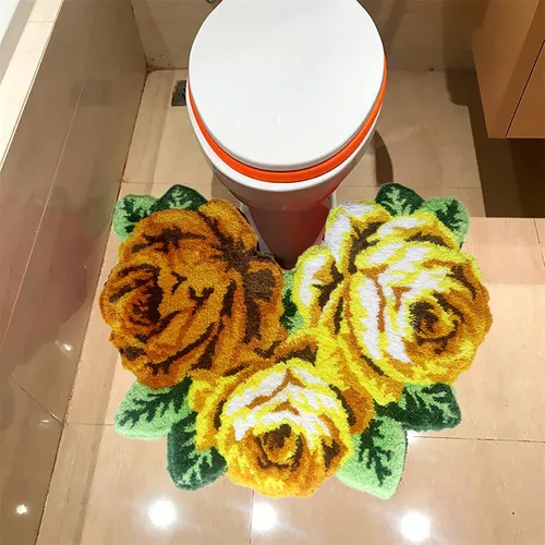 Miniatura 35 de UKELER Alfombras de baño con rosas rojas para baño, antideslizantes, absorbentes, alfombras de cocina, peludas, suaves, para dormitorio de niñas
