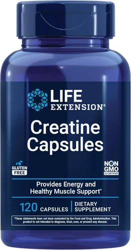 Life Extension Cápsulas de creatina, monohidrato de creatina, promueve la fuerza, músculo magro, resistencia saludable, sin OMG, sin gluten, 120