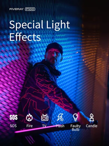 Miniatura 5 de ZHIYUN FIVERAY F100 - Varita de luz LED RGB de 100 W, iluminación de fotografía portátil regulable para estudio fotográfico, videoconferencia, luz