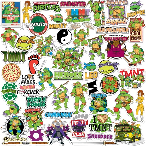 Teenage Mutant Ninja Turtles TMNT Variety Mix 50 unidades de vinilo grandes de lujo calcomanías paquete variado – Laptop, botella de agua, álbum de