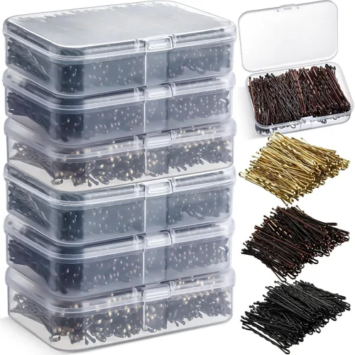 Tigeen Juego de 1200 horquillas de pelo de 2 pulgadas para mujer, horquilla invisible sin dolor con estuche de almacenamiento para peluquería, sala