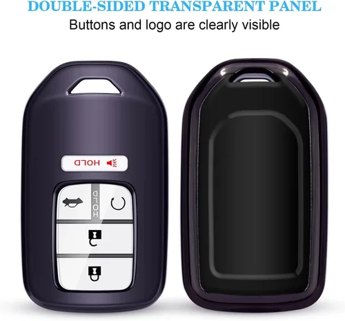 Miniatura 3 de QBUC Funda para llavero Honda con llavero, TPU suave, protección completa, compatible con Honda Accord Civic CRV HRV Pilot Odyssey Passport Smart