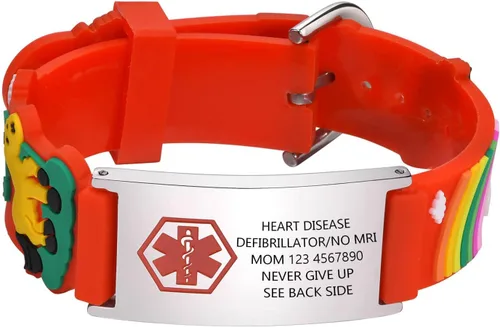 Miniatura 22 de Pulsera de Identificación Médica Personalizada para Niños - Pulsera de Identificación de Silicona Linda para Autismo Alergia Convulsiones