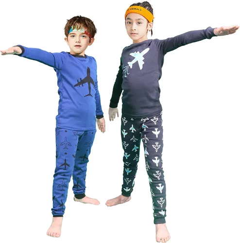 Miniatura 6 de KikizYe Conjunto de pijama para niños pequeños y grandes, pijama 100% algodón