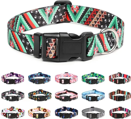 Miniatura 22 de Mercano Collar ajustable para perros - Diseños especiales con patrones, collar suave de nylon cómodo y resistente para perros pequeños, medianos