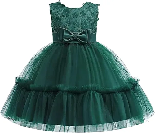 TUIJI Vestido de Navidad para niñas, vestido formal de encaje para niña, boda, graduación, concurso de cumpleaños, fiesta de cumpleaños
